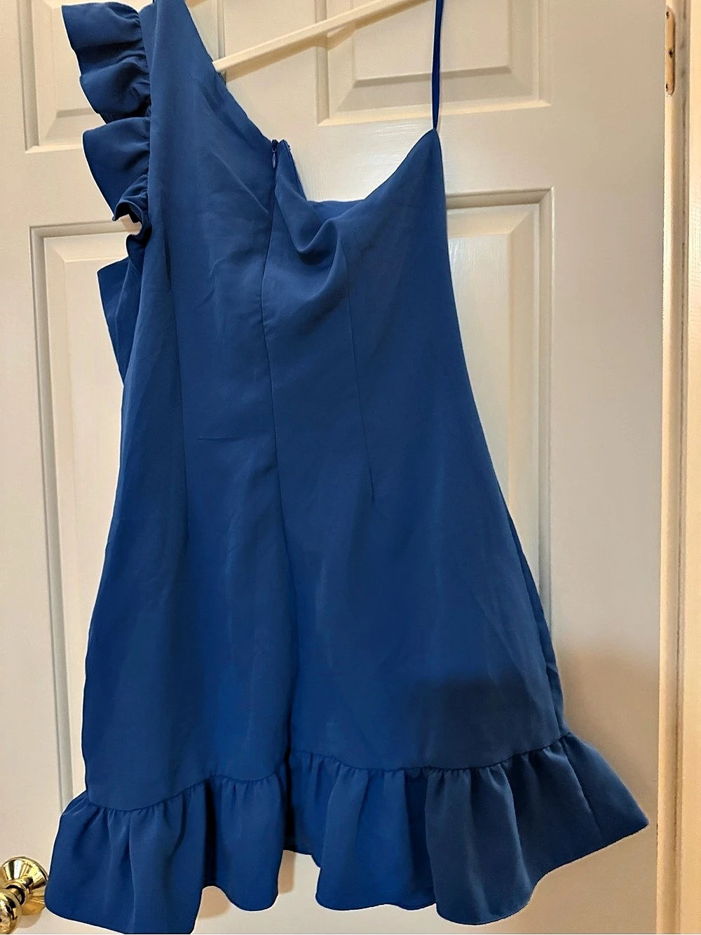 Do+Be One Shoulder Ruffle Dress Mini in Blue NWT